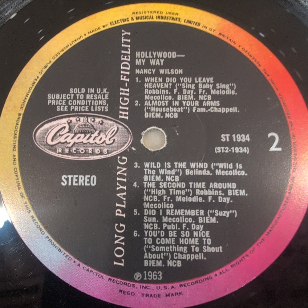 Nancy Wilson Hollywood My Way Vinyl LP 1963 Capitol ST 1934 Stereo Jazz Pop - Picture 6 of 6